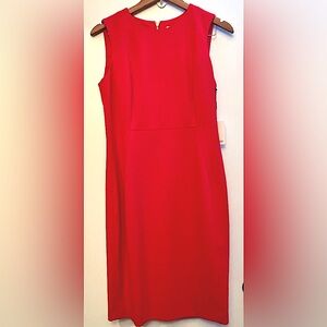 NWT Calvin Klein Red Sheath Sleeveless Midi Dress